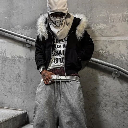 Fur Hood Affliction Style Zip Up